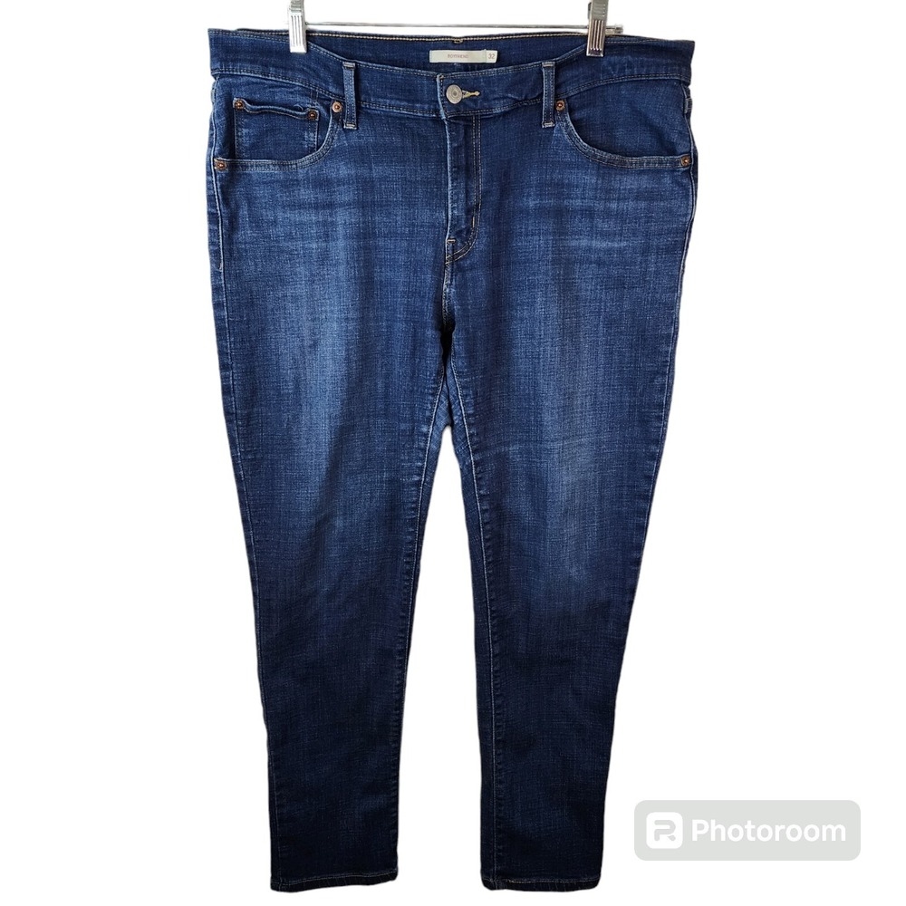 Levi's Boyfriend Jeans Women 32 Dark Wash Blue Relaxed Fit Stretch Denim